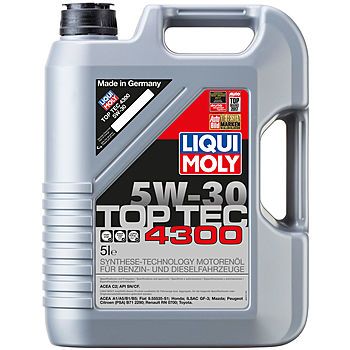 Моторное масло LIQUI MOLY Top Tec  4300 5W-30 специально для PCA, Honda, Toyota, Fiat, 5л